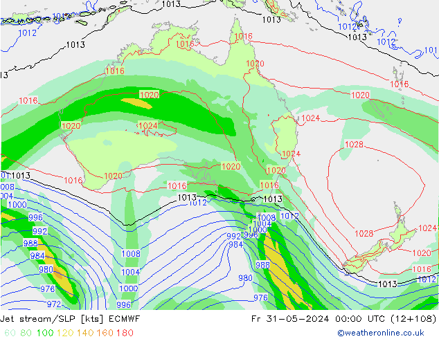 Jet stream/SLP ECMWF Fr 31.05.2024 00 UTC