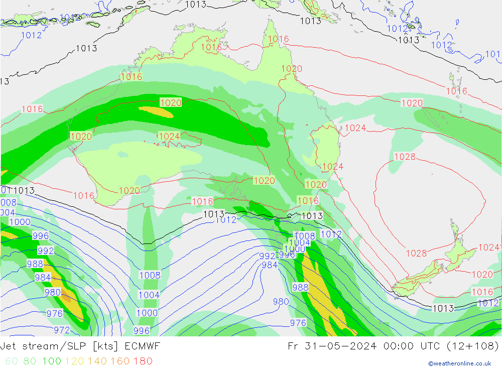 Jet stream/SLP ECMWF Fr 31.05.2024 00 UTC