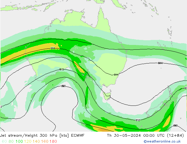 Corrente a getto ECMWF gio 30.05.2024 00 UTC