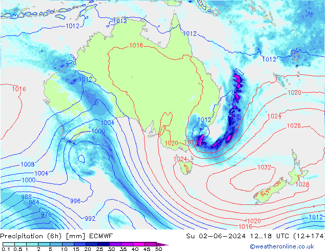 Z500/Rain (+SLP)/Z850 ECMWF Dom 02.06.2024 18 UTC