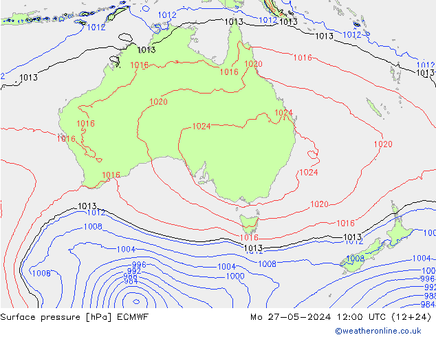 Bodendruck ECMWF Mo 27.05.2024 12 UTC