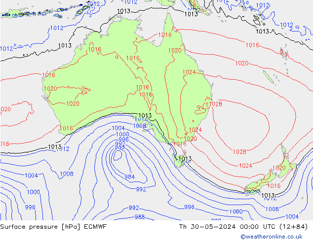 Luchtdruk (Grond) ECMWF do 30.05.2024 00 UTC