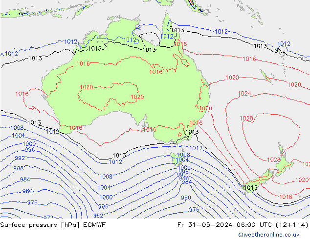 Surface pressure ECMWF Fr 31.05.2024 06 UTC