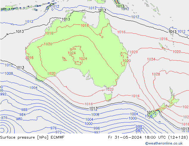 pressão do solo ECMWF Sex 31.05.2024 18 UTC