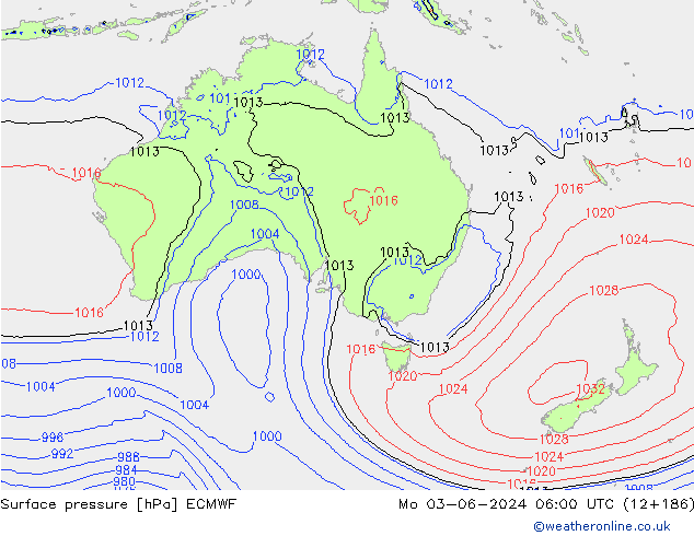 Surface pressure ECMWF Mo 03.06.2024 06 UTC