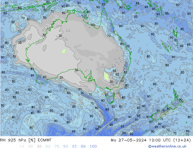 RH 925 hPa ECMWF Seg 27.05.2024 12 UTC