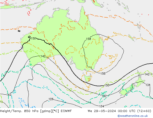 Height/Temp. 850 hPa ECMWF śro. 29.05.2024 00 UTC