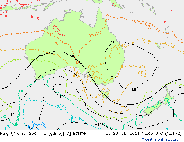 Z500/Rain (+SLP)/Z850 ECMWF Qua 29.05.2024 12 UTC