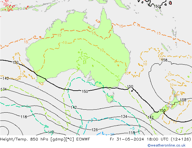 Géop./Temp. 850 hPa ECMWF ven 31.05.2024 18 UTC