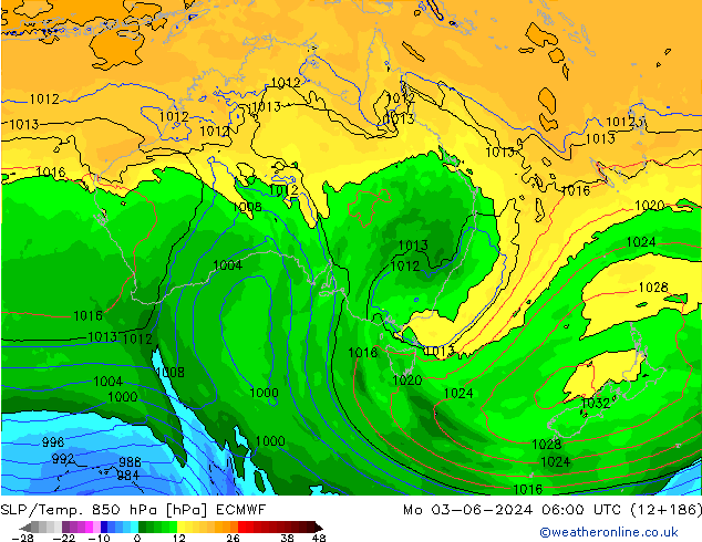 SLP/Temp. 850 hPa ECMWF  03.06.2024 06 UTC