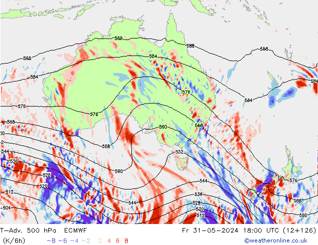 T-Adv. 500 hPa ECMWF Fr 31.05.2024 18 UTC