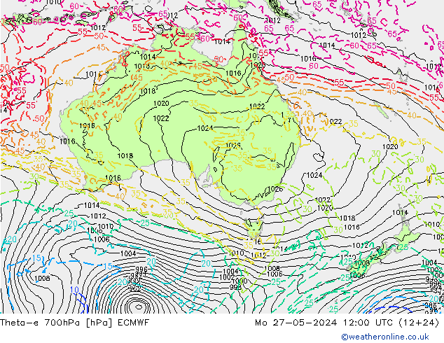 Theta-e 700hPa ECMWF Seg 27.05.2024 12 UTC