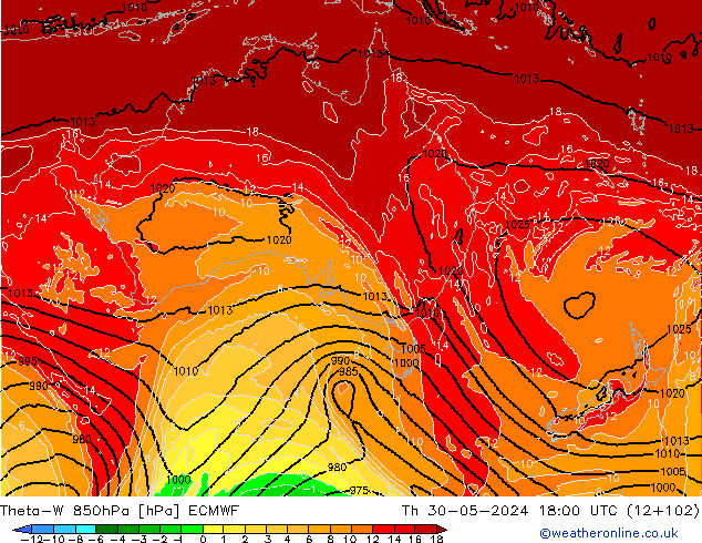 Theta-W 850hPa ECMWF Th 30.05.2024 18 UTC