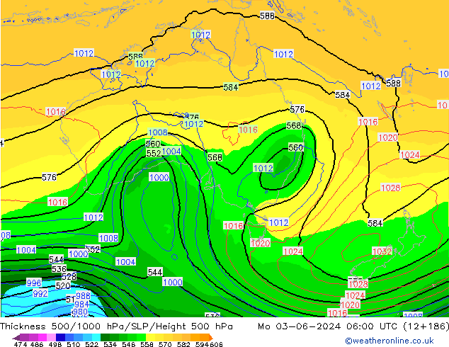 Thck 500-1000hPa ECMWF lun 03.06.2024 06 UTC