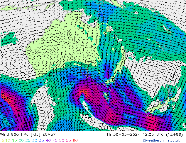 Wind 900 hPa ECMWF Th 30.05.2024 12 UTC