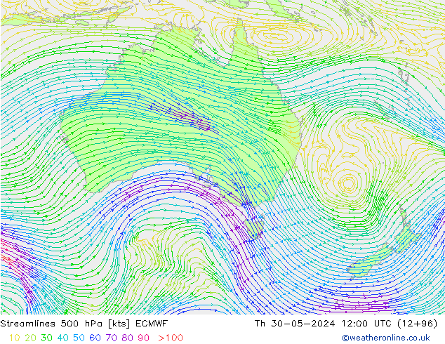 ветер 500 гПа ECMWF чт 30.05.2024 12 UTC