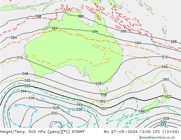 Z500/Rain (+SLP)/Z850 ECMWF  27.05.2024 12 UTC