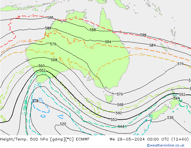 Z500/Rain (+SLP)/Z850 ECMWF We 29.05.2024 00 UTC