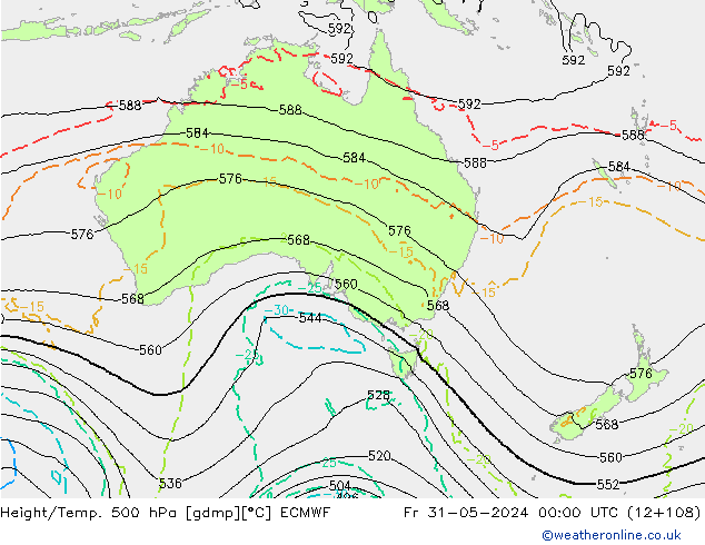 Z500/Rain (+SLP)/Z850 ECMWF Fr 31.05.2024 00 UTC