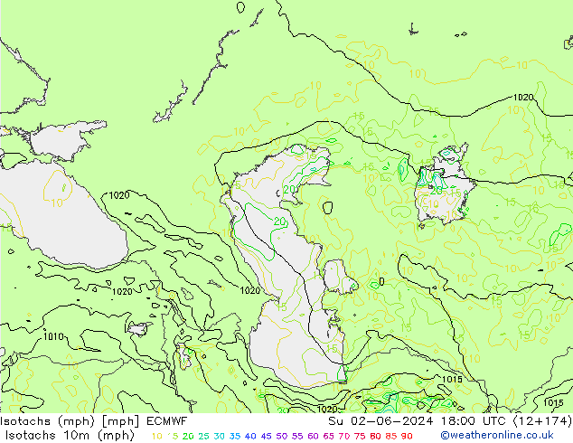 Isotachs (mph) ECMWF Dom 02.06.2024 18 UTC