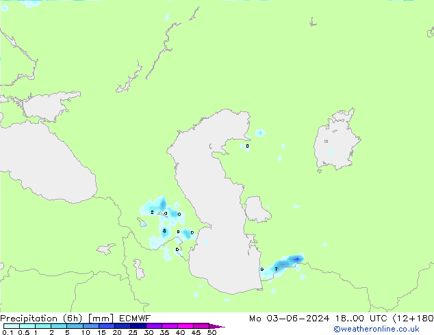 Precipitation (6h) ECMWF Mo 03.06.2024 00 UTC