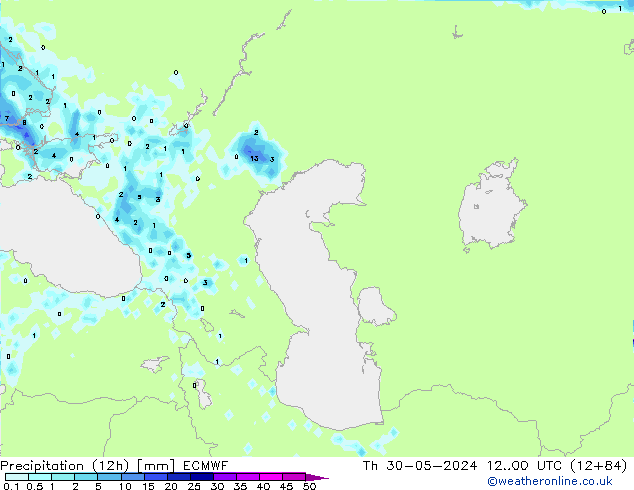 Precipitation (12h) ECMWF Th 30.05.2024 00 UTC