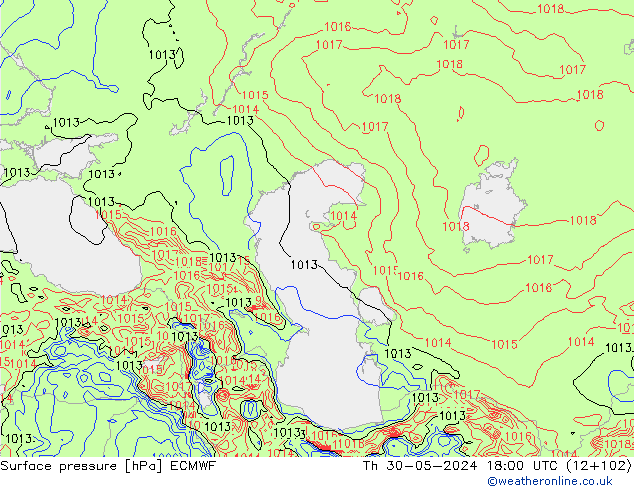 Pressione al suolo ECMWF gio 30.05.2024 18 UTC