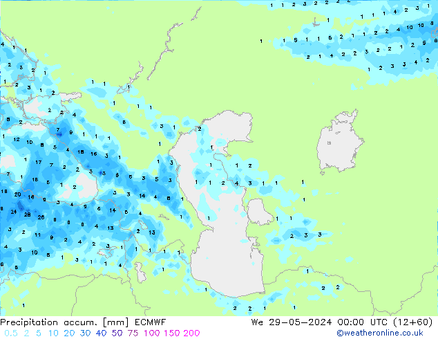 Precipitation accum. ECMWF mer 29.05.2024 00 UTC