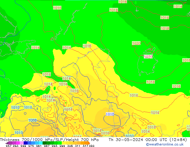 Thck 700-1000 hPa ECMWF  30.05.2024 00 UTC