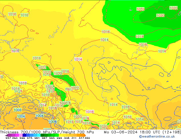 Thck 700-1000 hPa ECMWF pon. 03.06.2024 18 UTC