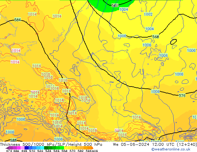 500-1000 hPa Kalınlığı ECMWF Çar 05.06.2024 12 UTC