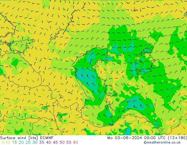 Vent 10 m ECMWF lun 03.06.2024 00 UTC