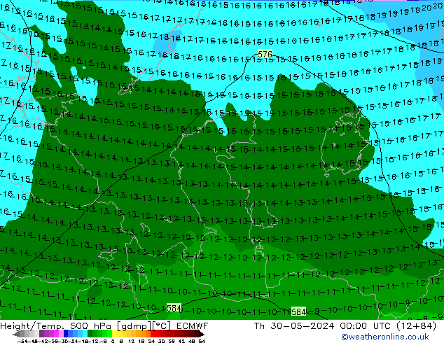 Z500/Rain (+SLP)/Z850 ECMWF Do 30.05.2024 00 UTC