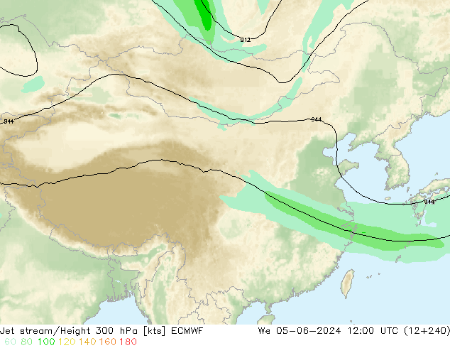 Jet stream/Height 300 hPa ECMWF St 05.06.2024 12 UTC