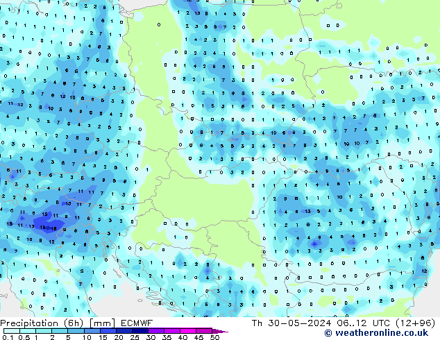 Z500/Rain (+SLP)/Z850 ECMWF  30.05.2024 12 UTC