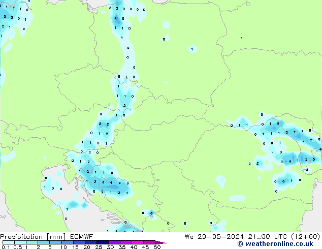 Precipitazione ECMWF mer 29.05.2024 00 UTC