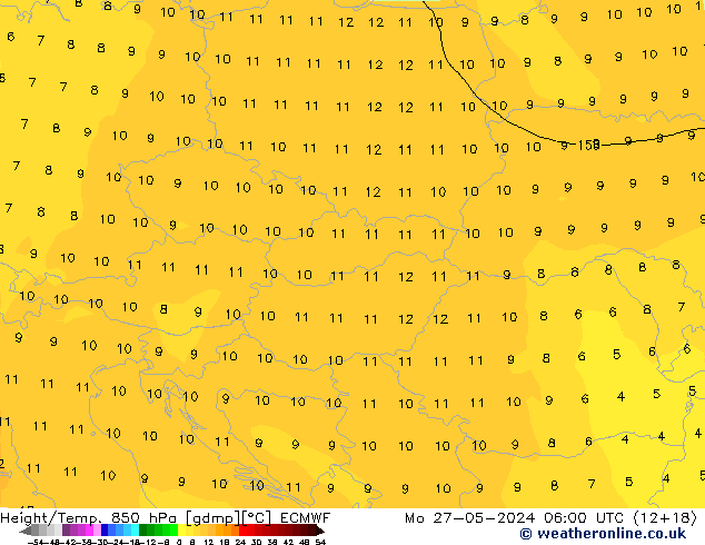 Z500/Rain (+SLP)/Z850 ECMWF lun 27.05.2024 06 UTC