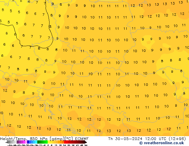 Z500/Rain (+SLP)/Z850 ECMWF  30.05.2024 12 UTC