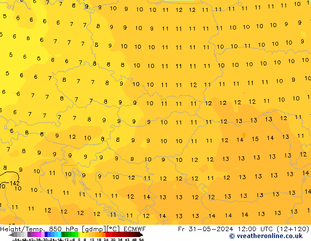 Z500/Rain (+SLP)/Z850 ECMWF пт 31.05.2024 12 UTC