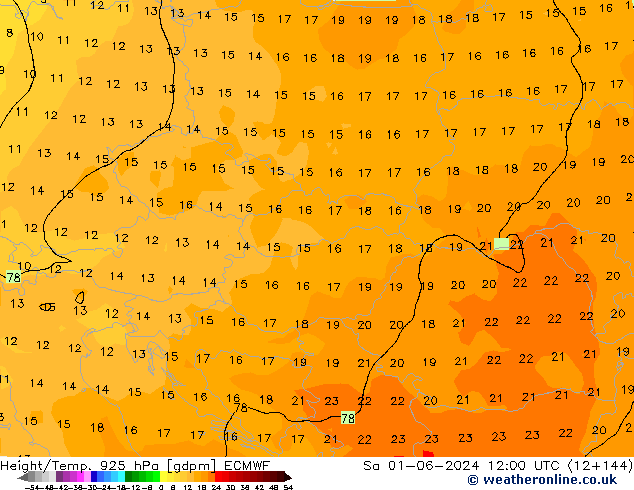 Height/Temp. 925 hPa ECMWF  01.06.2024 12 UTC