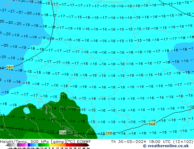 Z500/Rain (+SLP)/Z850 ECMWF jeu 30.05.2024 18 UTC