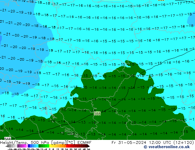 Z500/Rain (+SLP)/Z850 ECMWF пт 31.05.2024 12 UTC