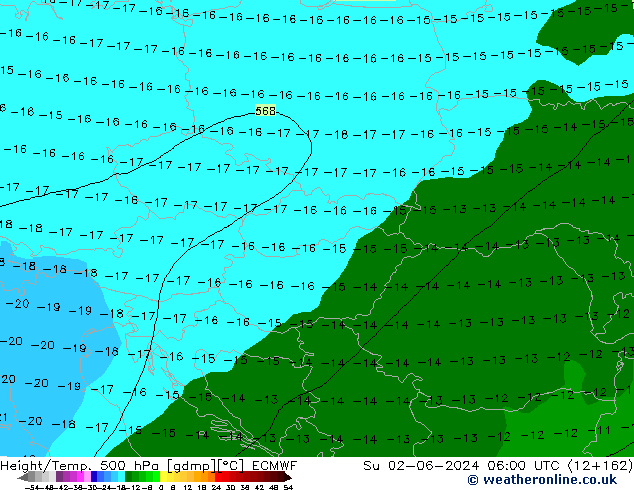 Z500/Rain (+SLP)/Z850 ECMWF Su 02.06.2024 06 UTC