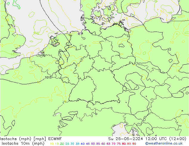 Isotaca (mph) ECMWF dom 26.05.2024 12 UTC