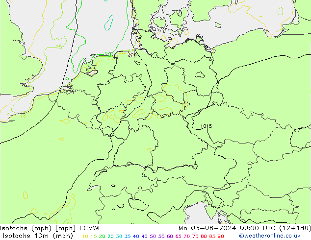 Isotachs (mph) ECMWF Po 03.06.2024 00 UTC