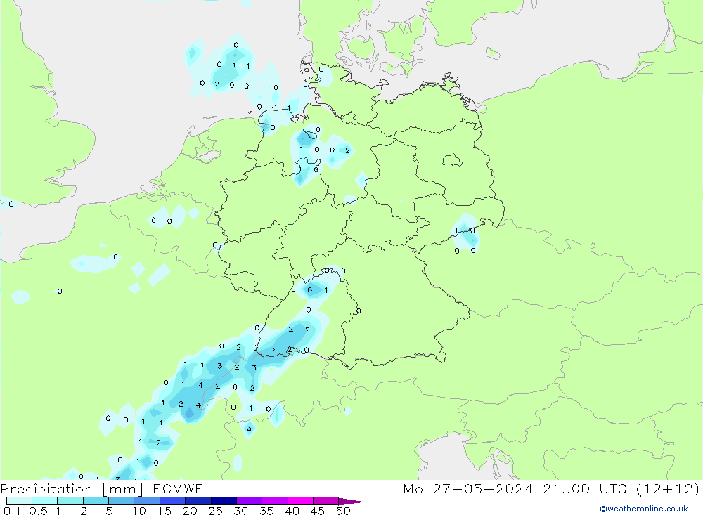 Precipitación ECMWF lun 27.05.2024 00 UTC
