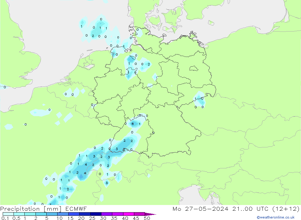 precipitação ECMWF Seg 27.05.2024 00 UTC