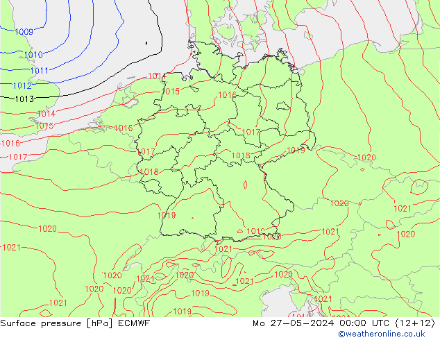 地面气压 ECMWF 星期一 27.05.2024 00 UTC