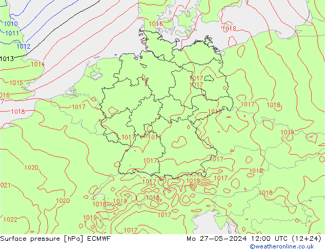 Luchtdruk (Grond) ECMWF ma 27.05.2024 12 UTC