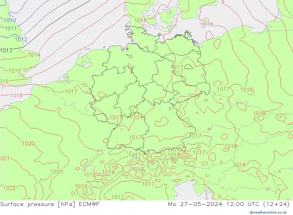 Surface pressure ECMWF Mo 27.05.2024 12 UTC